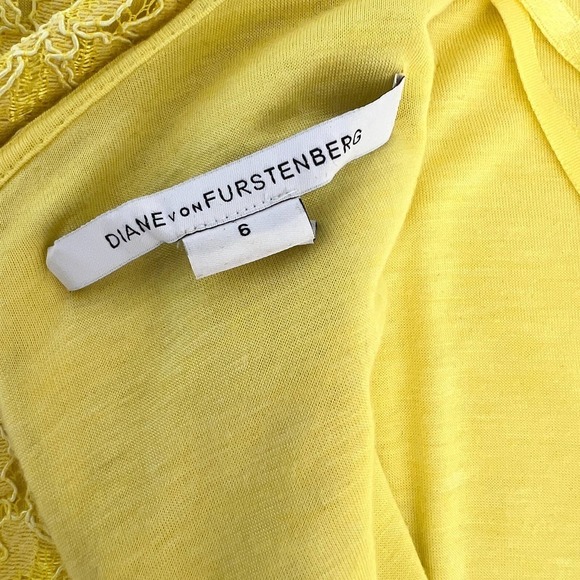 Diane Von Furstenberg Wanda Mini Yellow Lace Dress Size 6 - Picture 8 of 12